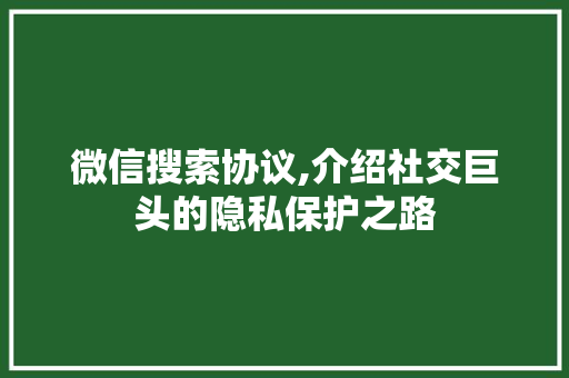 微信搜索协议,介绍社交巨头的隐私保护之路