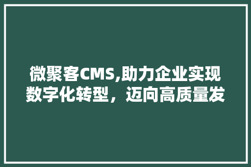 微聚客CMS,助力企业实现数字化转型，迈向高质量发展