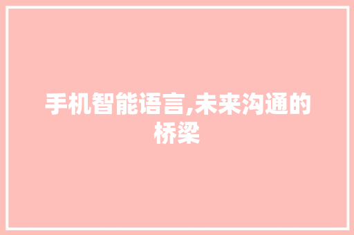 手机智能语言,未来沟通的桥梁