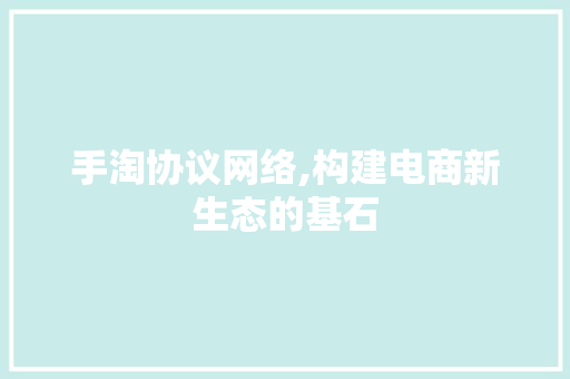 手淘协议网络,构建电商新生态的基石