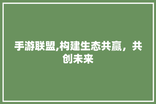 手游联盟,构建生态共赢，共创未来