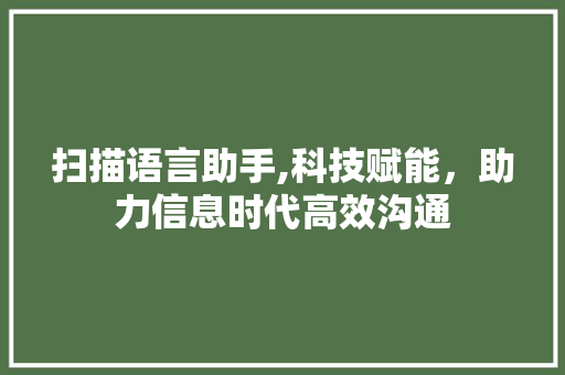 扫描语言助手,科技赋能，助力信息时代高效沟通