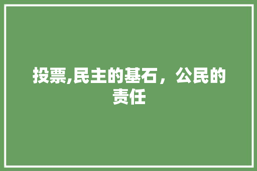 投票,民主的基石，公民的责任 番茄种植技巧