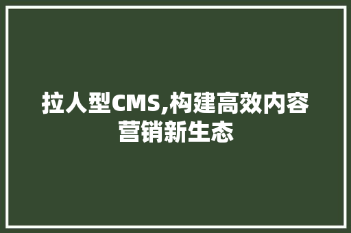 拉人型CMS,构建高效内容营销新生态