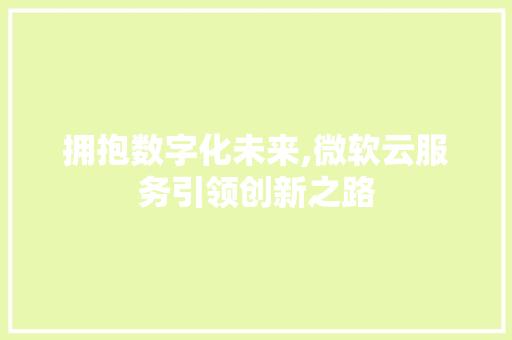拥抱数字化未来,微软云服务引领创新之路