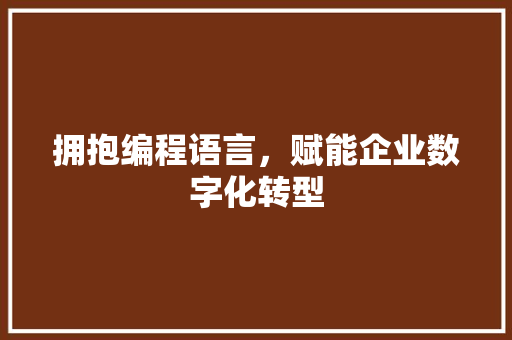 拥抱编程语言，赋能企业数字化转型