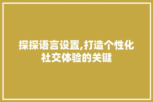 探探语言设置,打造个性化社交体验的关键