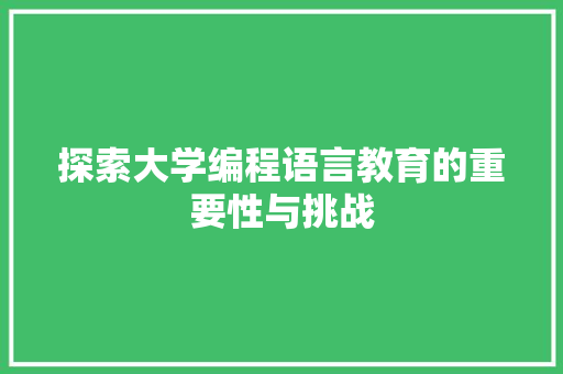 探索大学编程语言教育的重要性与挑战