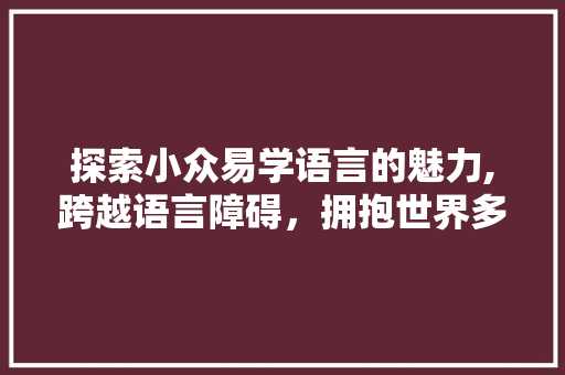 探索小众易学语言的魅力,跨越语言障碍，拥抱世界多样性