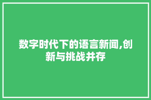 数字时代下的语言新闻,创新与挑战并存