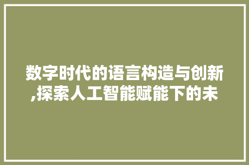 数字时代的语言构造与创新,探索人工智能赋能下的未来语言应用