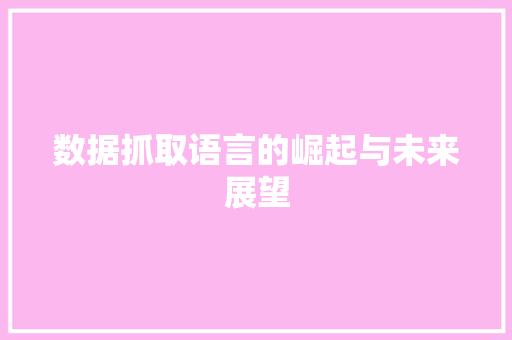 数据抓取语言的崛起与未来展望