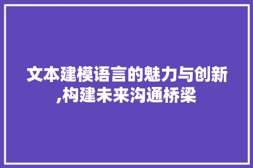 文本建模语言的魅力与创新,构建未来沟通桥梁