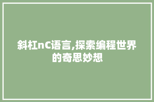 斜杠nC语言,探索编程世界的奇思妙想