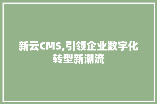 新云CMS,引领企业数字化转型新潮流
