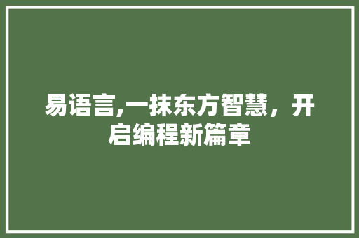 易语言,一抹东方智慧，开启编程新篇章