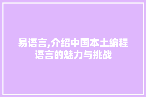 易语言,介绍中国本土编程语言的魅力与挑战