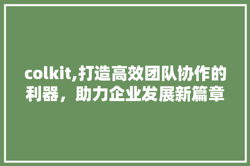 colkit,打造高效团队协作的利器，助力企业发展新篇章