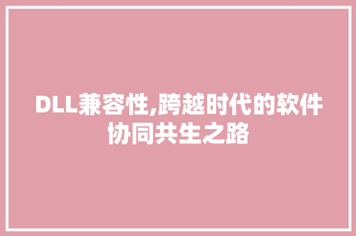 DLL兼容性,跨越时代的软件协同共生之路