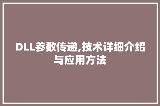 DLL参数传递,技术详细介绍与应用方法
