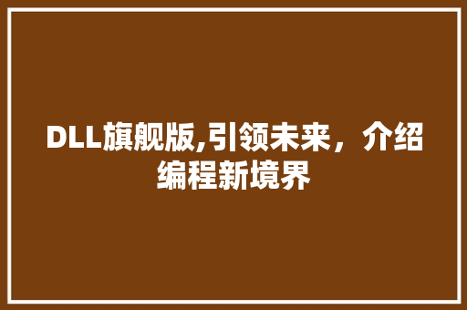 DLL旗舰版,引领未来，介绍编程新境界