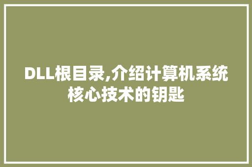 DLL根目录,介绍计算机系统核心技术的钥匙