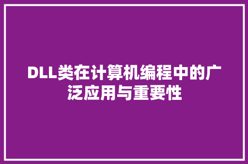 DLL类在计算机编程中的广泛应用与重要性