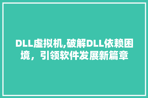 DLL虚拟机,破解DLL依赖困境，引领软件发展新篇章