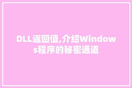 DLL返回值,介绍Windows程序的秘密通道