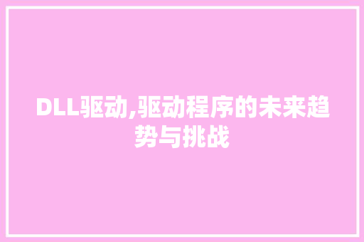 DLL驱动,驱动程序的未来趋势与挑战