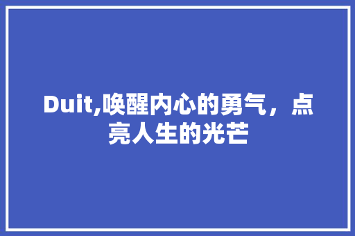 Duit,唤醒内心的勇气，点亮人生的光芒