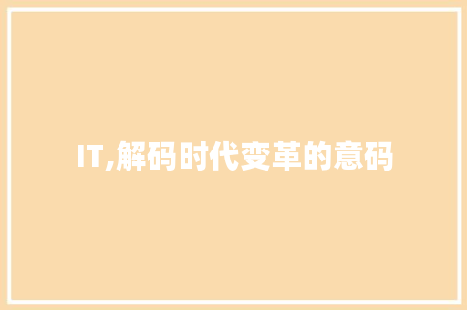 IT,解码时代变革的意码