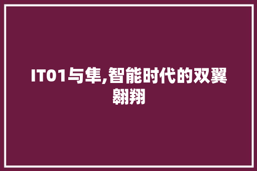 IT01与隼,智能时代的双翼翱翔