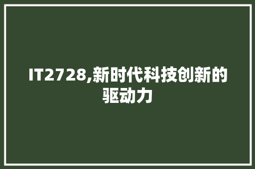IT2728,新时代科技创新的驱动力