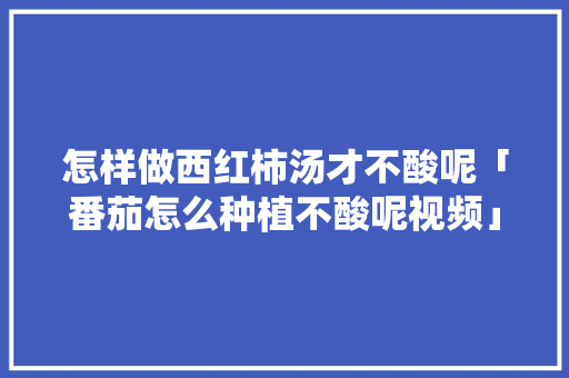 怎样做西红柿汤才不酸呢「番茄怎么种植不酸呢视频」 怎样做西红柿汤才不酸呢「番茄怎么种植不酸呢视频」 土壤施肥