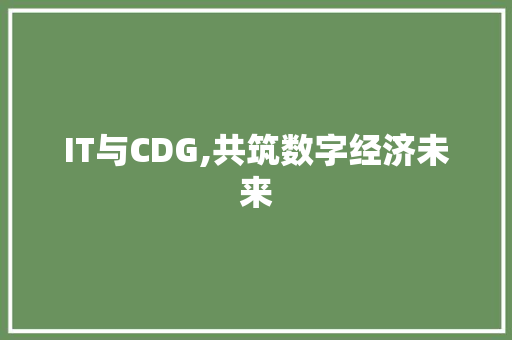 IT与CDG,共筑数字经济未来