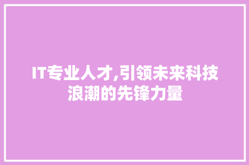 IT专业人才,引领未来科技浪潮的先锋力量