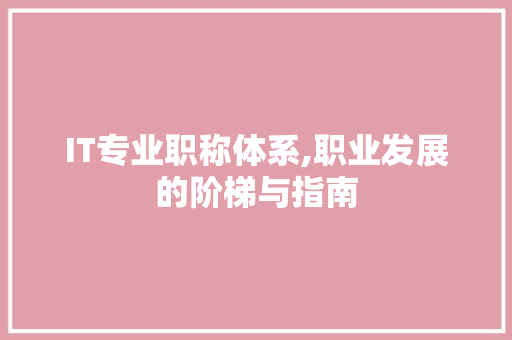 IT专业职称体系,职业发展的阶梯与指南