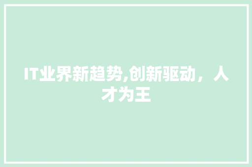 IT业界新趋势,创新驱动，人才为王