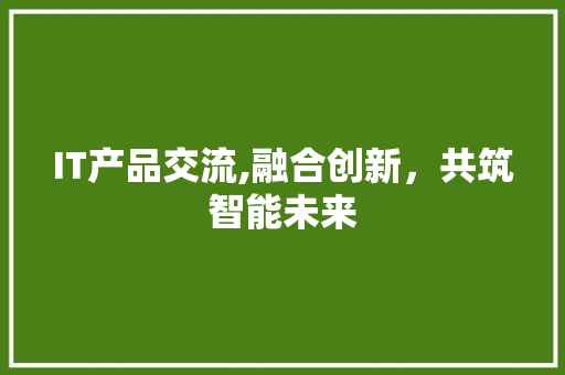 IT产品交流,融合创新，共筑智能未来