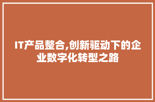 IT产品整合,创新驱动下的企业数字化转型之路