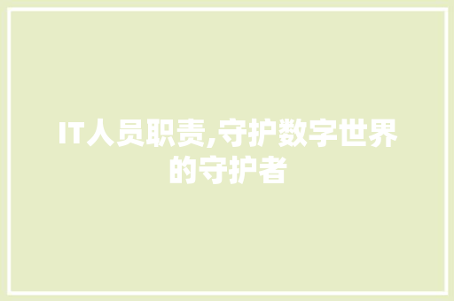 IT人员职责,守护数字世界的守护者