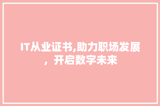 IT从业证书,助力职场发展，开启数字未来