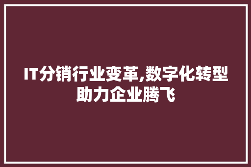 IT分销行业变革,数字化转型助力企业腾飞