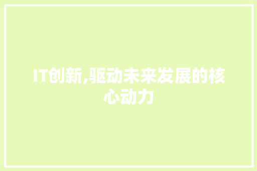 IT创新,驱动未来发展的核心动力