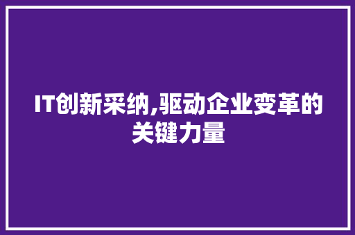 IT创新采纳,驱动企业变革的关键力量