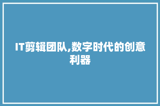 IT剪辑团队,数字时代的创意利器