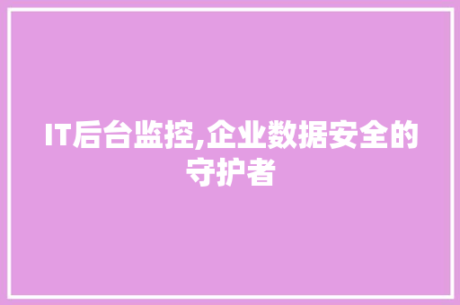 IT后台监控,企业数据安全的守护者