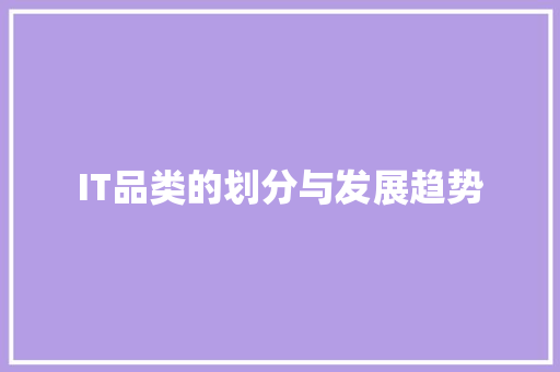 IT品类的划分与发展趋势