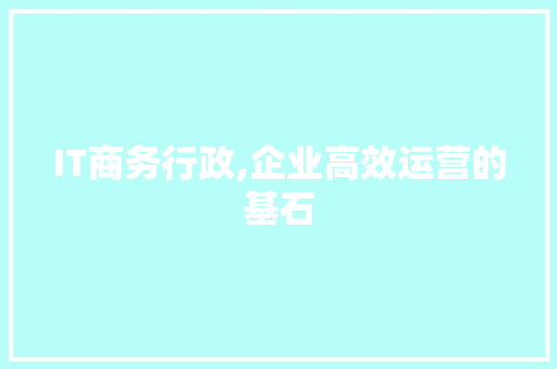 IT商务行政,企业高效运营的基石